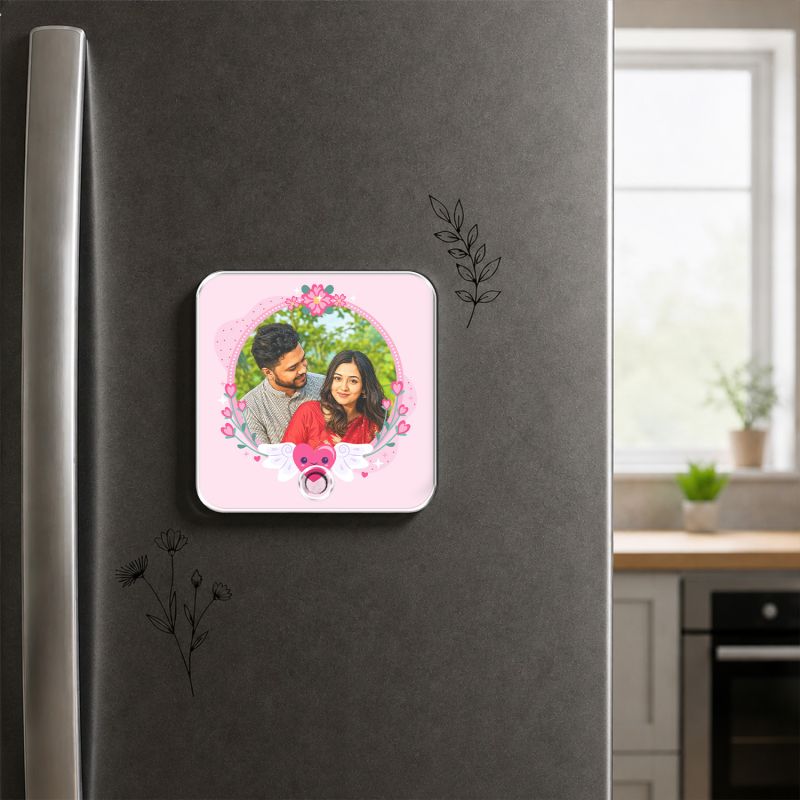 Personalised Musical Fridge Magnet, Custom Photo and Song, Rechargeable Battery, Type-C USB Charging, Gift for Anniversaries, Weddings, and Birthdays